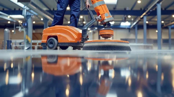 Factory cleaning service in progress