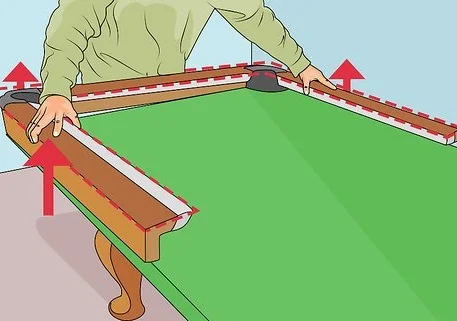 Pool table rail removing process