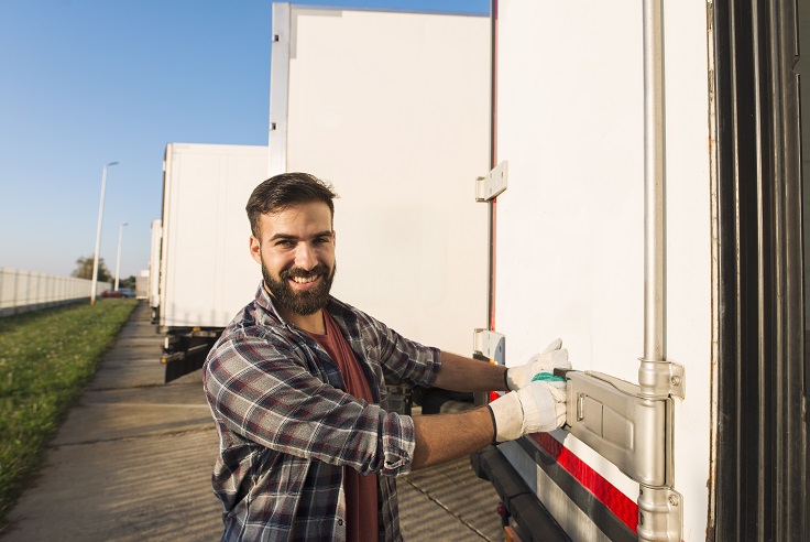 Man with a truck during an interstate move Man with a truck during an interstate move